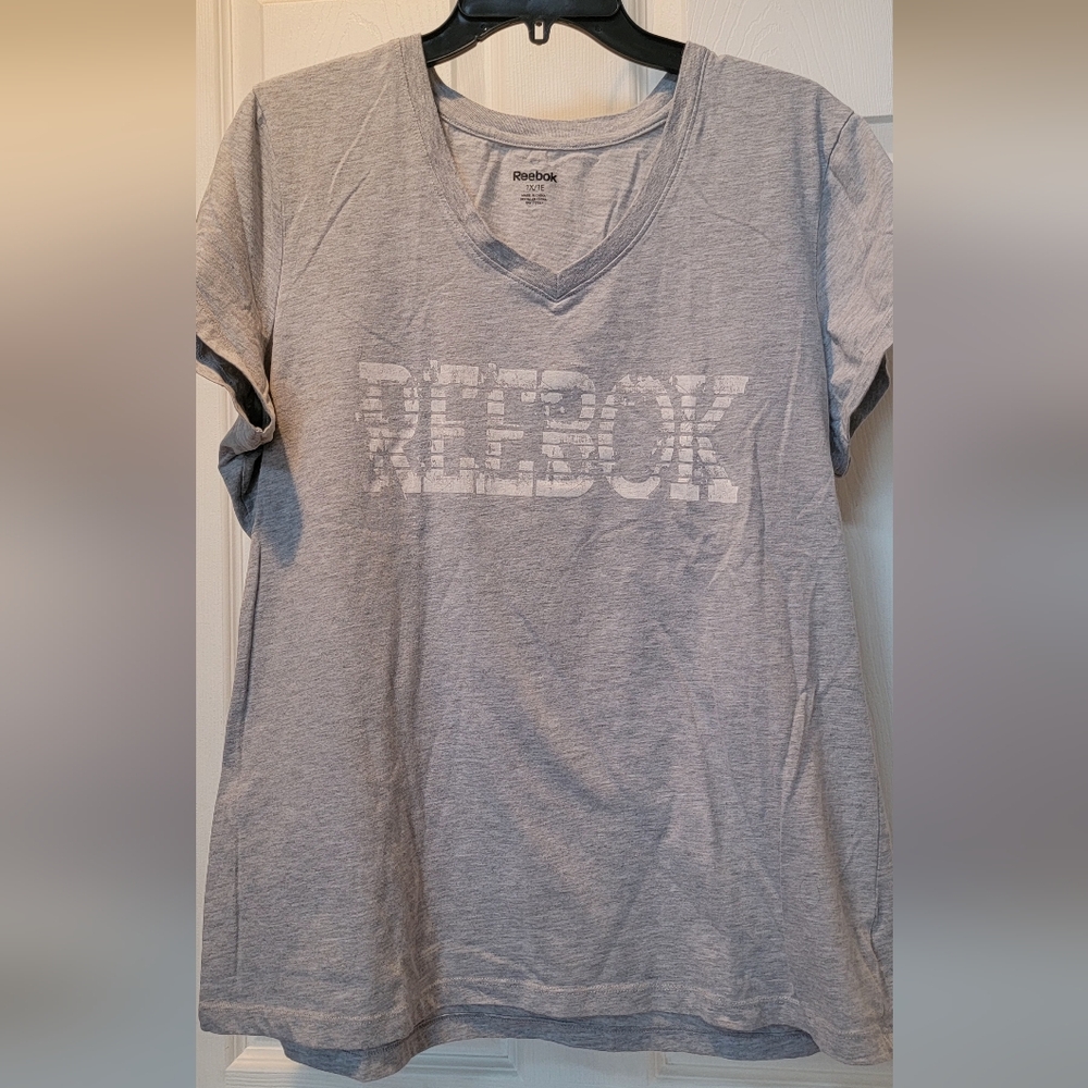 Women's Reebok Gray V-Neck T-Shirt